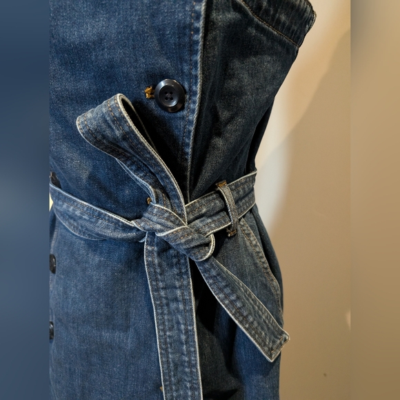 JCREW 💙DENIM💙 BUTTON TRENCH DRESS // SIZE 6 - Picture 3 of 8